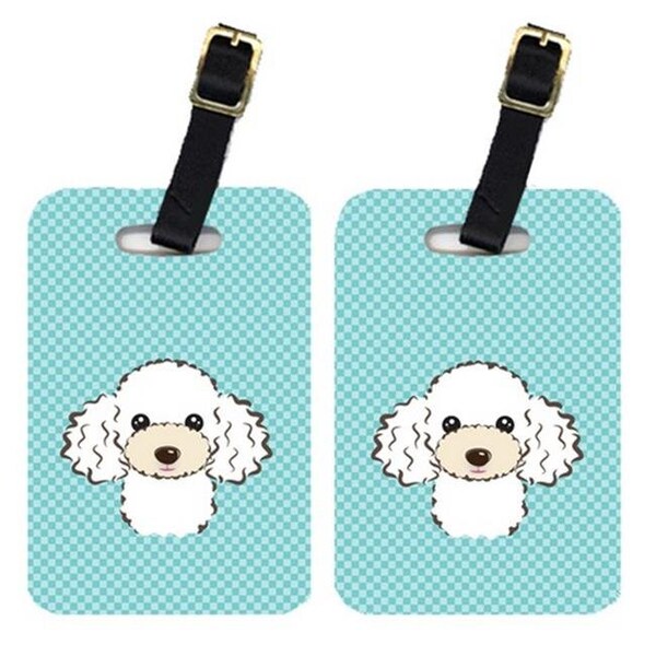 Carolines Treasures Carolines Treasures BB1195BT Pair Of Checkerboard Blue White Poodle Luggage Tags - BB1195BT