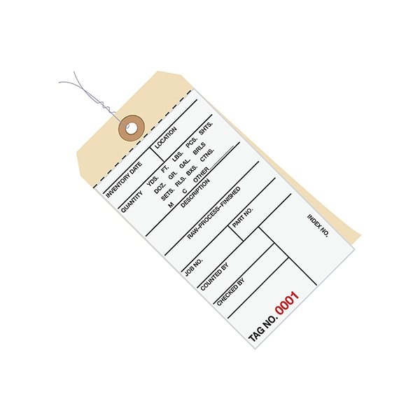 Bsc Preferred 6 1/4 x 3 1/8'' - 0000-0499 Inventory Tags 2 Part Carbonless # 8 - Pre-Wired, 500PK - BUY00031227