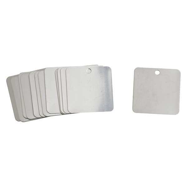 Brady Blank Tag, Stainless Steel, 2 in H x 2 in W, Silver, Square, 25 PK - 44403