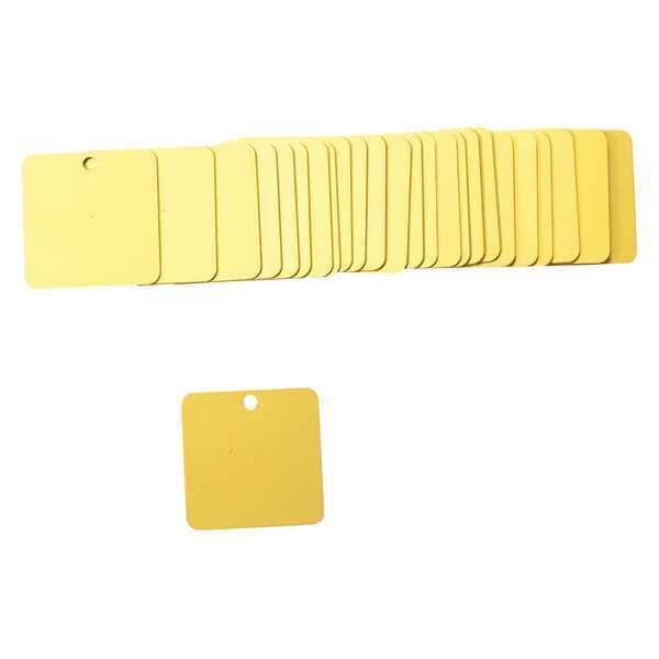 Brady Blank Tag, Aluminum, 2 in H x 2 in W, Yellow, Square, 25 PK - 87639