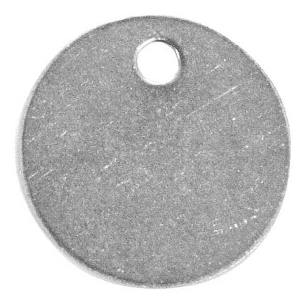 Zoro Select Blank Tag, Aluminum, 1 in H x 1 in W, 1 in Dia., Silver, Round, 100 PK - 41821