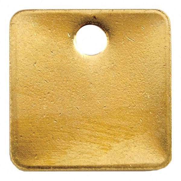 Zoro Select Blank Tag, Brass, 1 1/2 in H x 1 1/2 in W, Yellow, Square, 100 PK - 41452