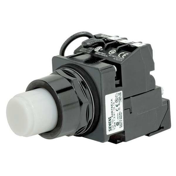 Botón pulsador iluminado Siemens, 30 mm, 1NO, Blanco - 52BT6HBKB