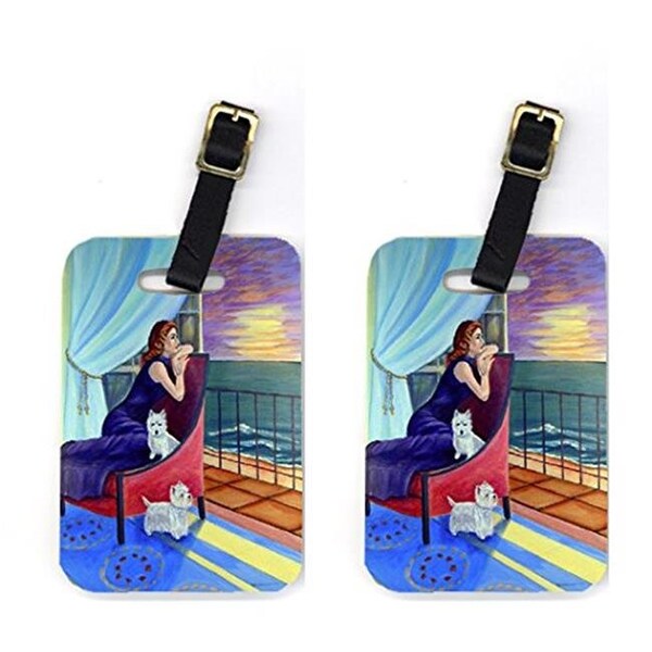 Carolines Treasures Carolines Treasures 7167BT Pair of 2 Lady with her Westie Luggage Tags - 7167BT