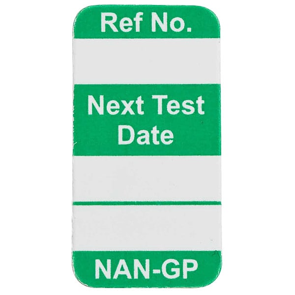 Brady Tag, Nanotag Insert, Polyester, 1 5/16 in H x 45/64 in W, Green on White, Rectangle, 100 PK - NAN-GP G