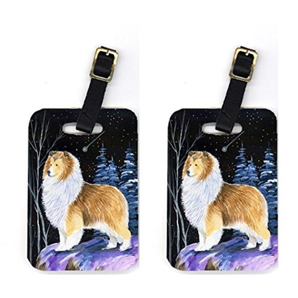 Carolines Treasures Carolines Treasures SS8368BT Pair of 2 Starry Night Sheltie Luggage Tags - SS8368BT