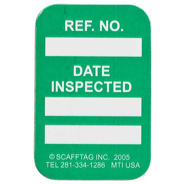Brady Tag, Inspection, Polyester, 1 3/4 in H x 1 1/4 in W, White on Green, Rectangle, 100 PK - MIC-MTIUSA G