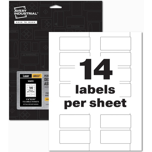 Avery PermaTrack Destructible Asset Tag Labels, 2.75" W, White, Rectangle, 5 PK - AVE60537
