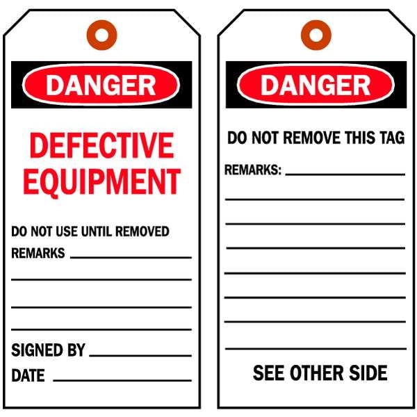 Brady Danger Tag, Lockout Tagout, Polyester, 5 3/4 in H x 3 in W, Black, Red, White, Rectangle, 10 PK - 86550