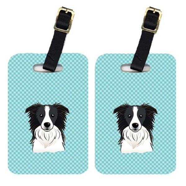 Carolines Treasures Carolines Treasures BB1179BT Pair Of Checkerboard Blue Border Collie Luggage Tags - BB1179BT