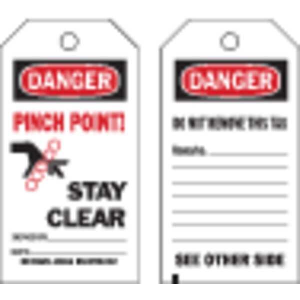 Brady Danger Tag, Keep Clear, Polyester, 7 in H x 4 in W, Black, Red, White, Rectangle, 10 PK - 86469
