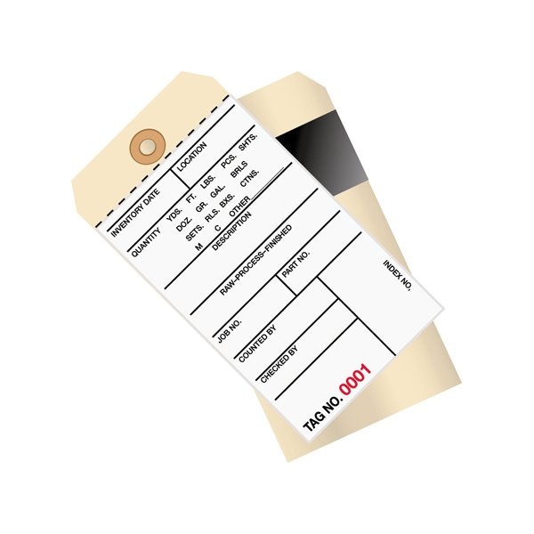 Bsc Preferred 6 1/4 x 3 1/8'' - 0000-0499 Inventory Tags 2 Part Carbon Style #8, 500PK - BUY00019513