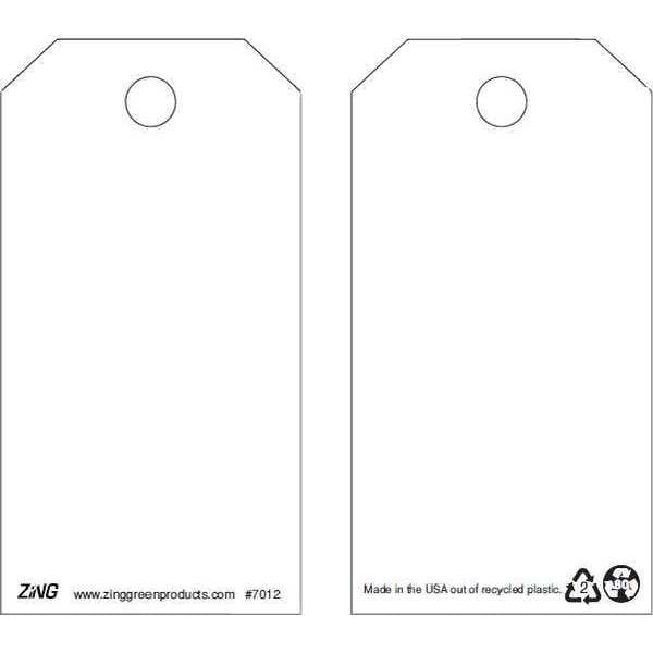Zing Tag, Blank, Plastic, 5 3/4 in H x 3 in W, White, Rectangle, 10 PK - 7012