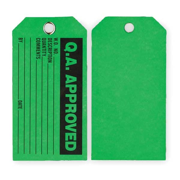 Zoro Select Production Status Tag, Cleaning and Maintenance, Cardstock, 3 in H x 5 3/4 in W, Green, Rectangle - 2RMV5