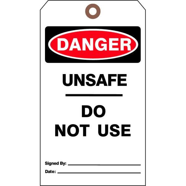 See All Industries Danger Tag, Lockout Tagout, Cardstock, 7 in H x 4 in W, White, Rectangle, 25 PK - DTUF-G35