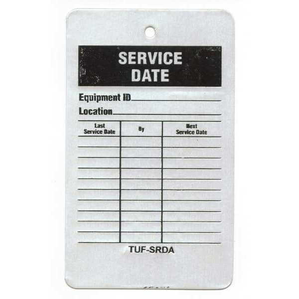 See All Industries Tag, Service, Aluminum, 5 in H x 3 in W, Black, Red, White, Rectangle, 25 PK - TUF-SRDA