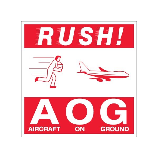Bsc Preferred 4 x 4'' - ''Rush AOG - Aircraft On Ground'' Labels - BUY00024269