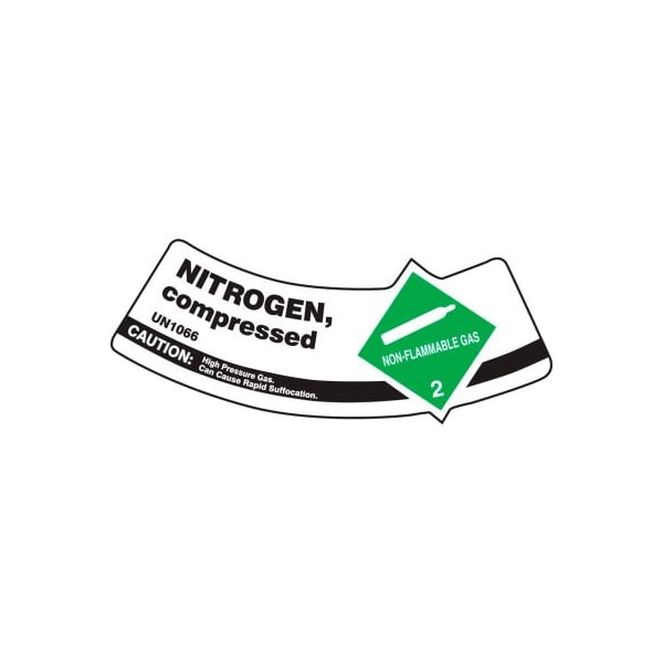 Accuform Accuform Gas Cylinder Shoulder Label, Nitrogen Compressed, Dura-Vinyl, Each - MCSLNIGXVE