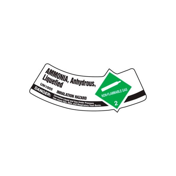 Accuform Accuform Gas Cylinder Label, Ammonia Anhydrous Liquefied, Vinyl Adhesive, 5/Pack - MCSLAMGVSP