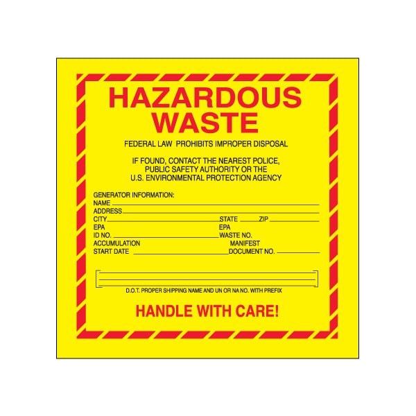Bsc Preferred 6 x 6'' - ''Hazardous Waste - Standard'' Labels - BUY00029678