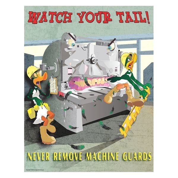 Mancomm Safety Poster, Machine Guards, Paper, 27 in W, 21 in H - 31P-022-01