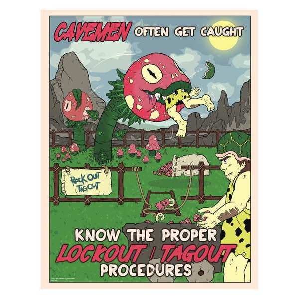 Mancomm Safety Poster, Caveman Tools, Paper, 27 in W, 21 in H - 31P-619-02