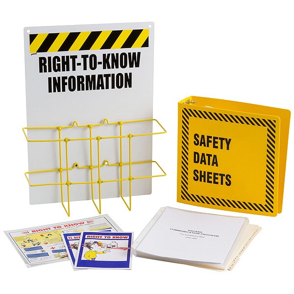 Brady Right to Know Center, Right-To-Know Information, Polypropylene/PVC Coated Steel, 14 in W, 20 in H - RK417Y-E
