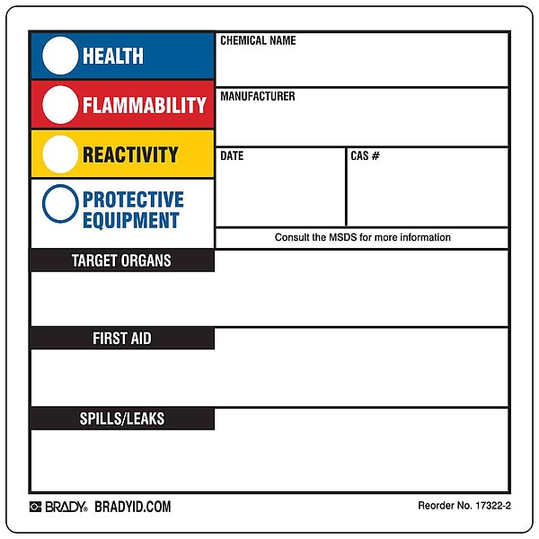 Brady Label, HMIG, Polystyrene, 10 in W, 14 in H - 17322-2LS