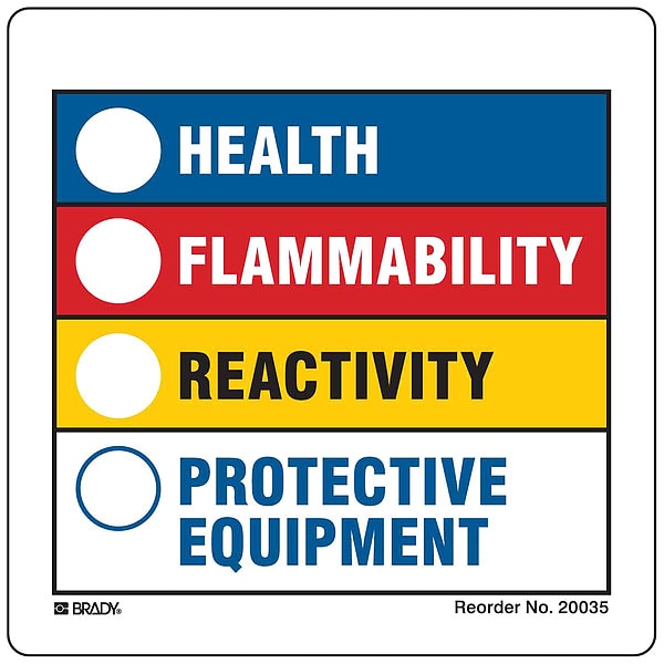 Brady Label, HMIG, Polystyrene, 3 7/8 in W, 3 7/8 in H - 20035VLS