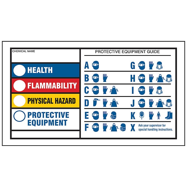 Brady Label, Protective Equipment Guide, Polyester, 3 1/2 in W, 2 in H - 60332