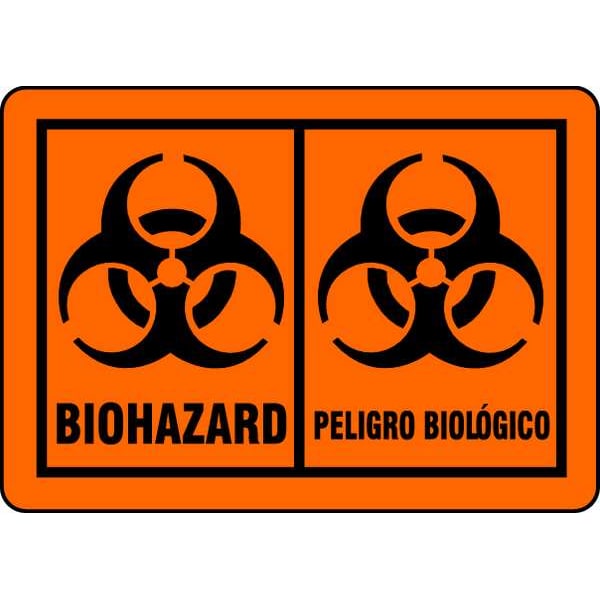 Brady Bilingual Biohazard Label, Biohazard/Peligro Biologico, Paper, 3 1/2 in W, 5 in H - 31264LS