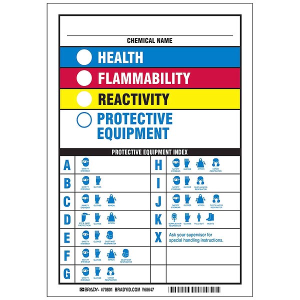 Brady Label, No Header, Magnetic Vinyl, 7 in W, 10 in H - 70801