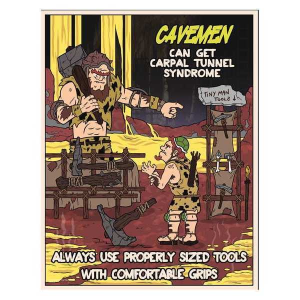 Mancomm Safety Poster, Caveman Tools, Paper, 16 in W, 12 in H - 31P-620-02