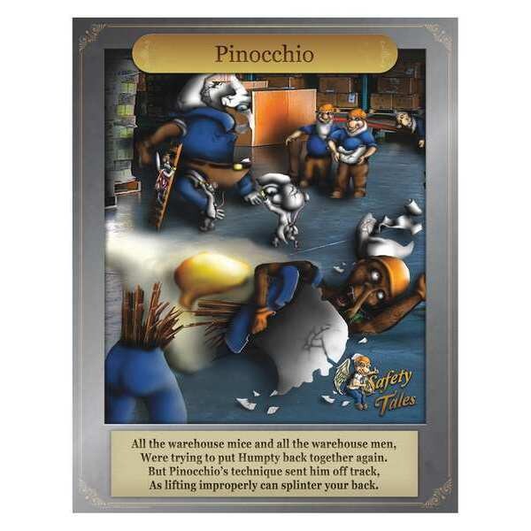 Mancomm Safety Poster, Pinocchio - Proper Lifting, Paper, 27 in W, 21 in H - 31P-212-01