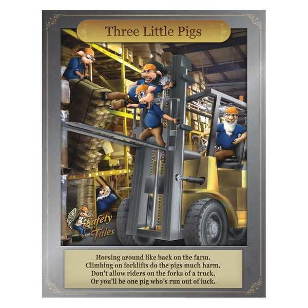 Mancomm Safety Poster, Three Little Pigs - Forklift Safety, Paper, 27 in W, 21 in H - 31P-208-01