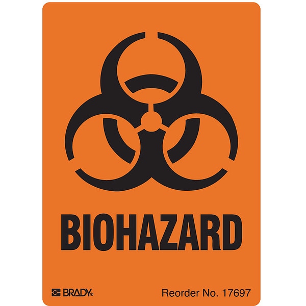 Brady DOT Handling Label, Biohazard, B235 Paper Label, 2-7/8" W, 4" H - 17697LS