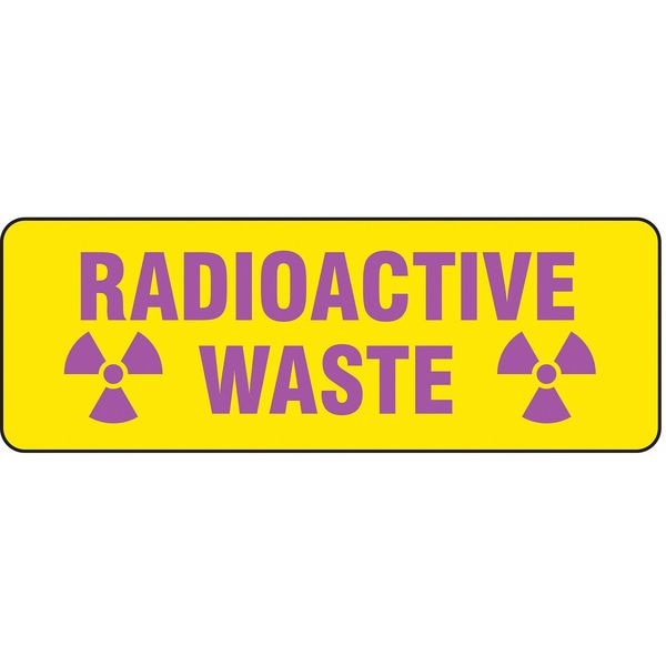 Brady Sign, Radioactive Waste, Polyester, 10 in W, 3 1/2 in H - 20108KLS