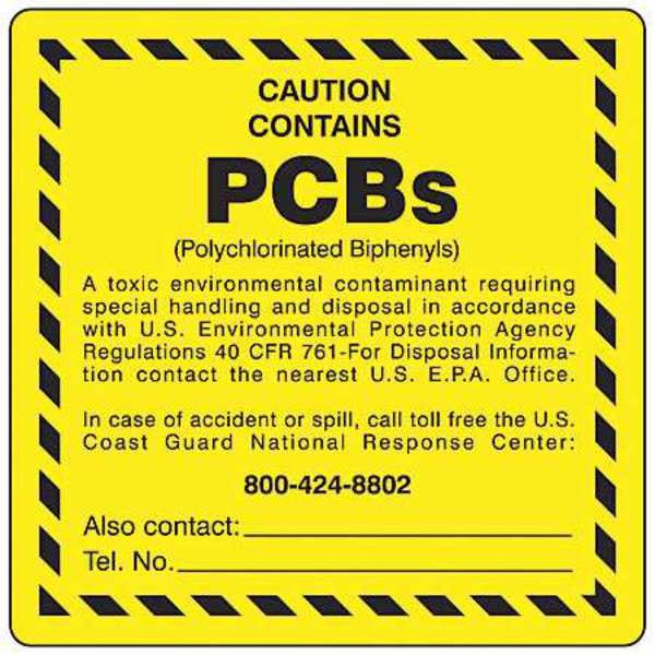 Brady Chemical Label, PCB, Polyester, 6 in W, 6 in H - G98LS