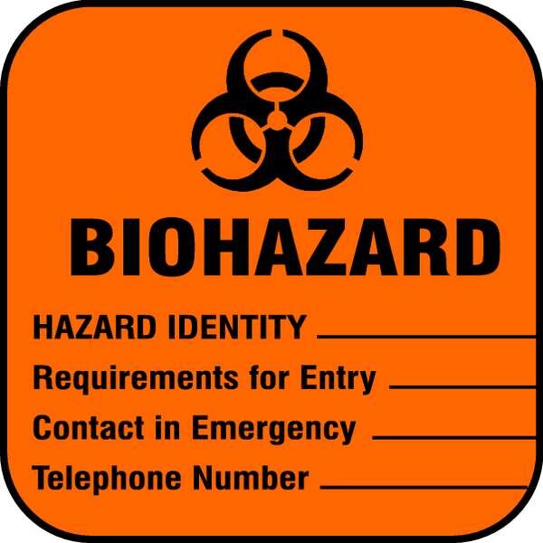 Brady Biohazard Label, Biohazard, Paper, 4 in W, 2 in H - 22350LS