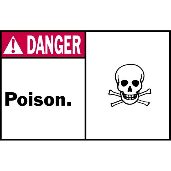 Brady Sign, Danger Poison., Vinyl, 5 in W, 3 1/2 in H - 86812