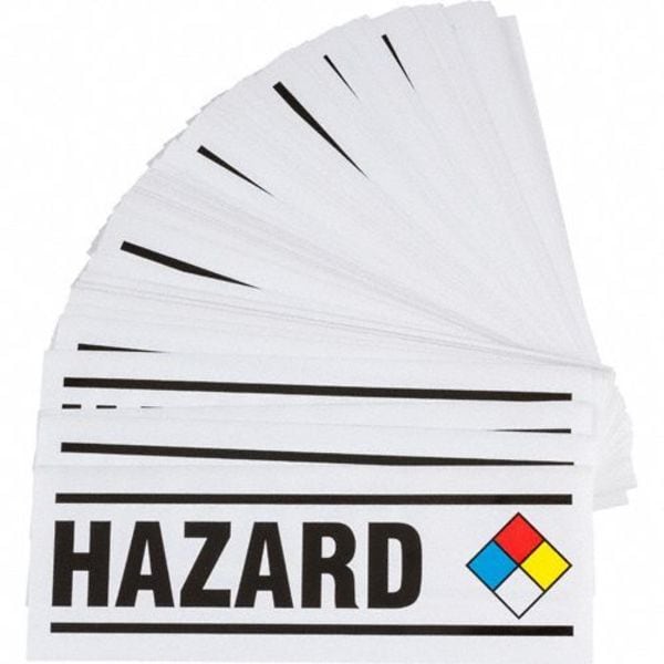 Brady Vinyl Label, Hazard Warning, Paper, 10 in W, 3 1/2 in H - 8816