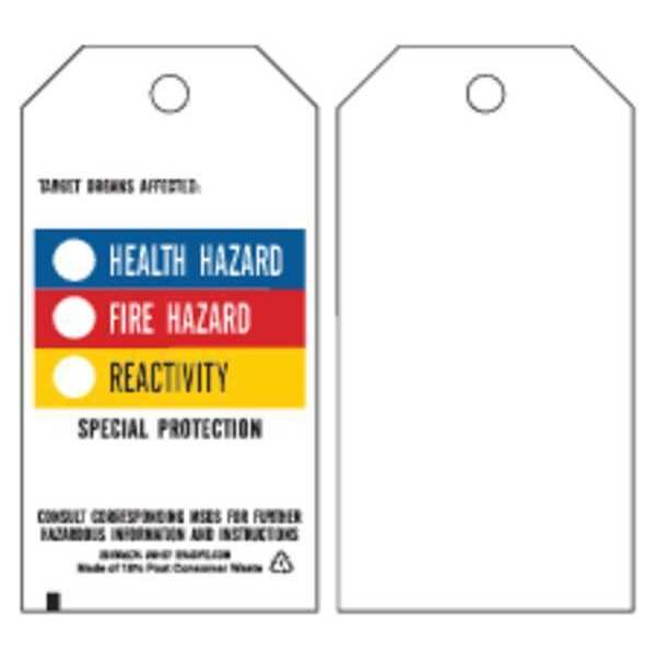 Brady Tag, Chemical Hazard, Polyester, 3 in W, 5 3/4 in H - 99111