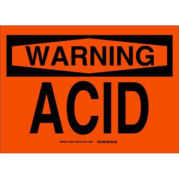 Brady Chemical Label, Acid, Plastic, 10 in W, 7 in H - 83724