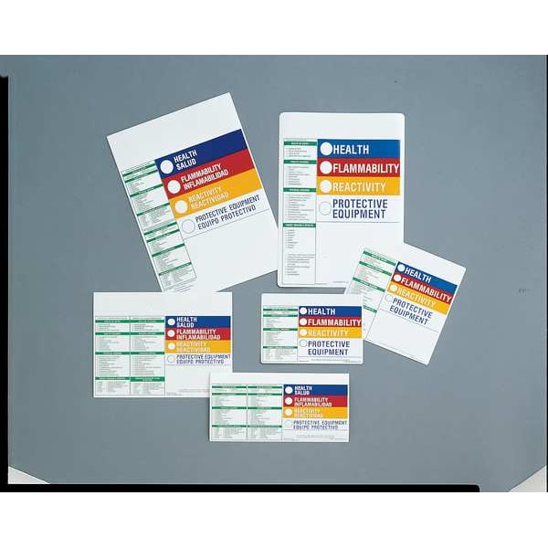 Brady Label, Health, Flammability, Reactivity, Protective Equipment, Paper, 8 in W, 4 in H - 99450