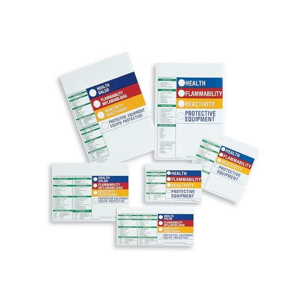 Brady Label, Health, Flammability, Reactivity, Protective Equipment, Paper, 8 in W, 4 in H - 99450