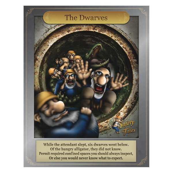 Mancomm Safety Poster, Dwarves - Confined Spaces, Paper, 27 in W, 21 in H - 31P-211-01