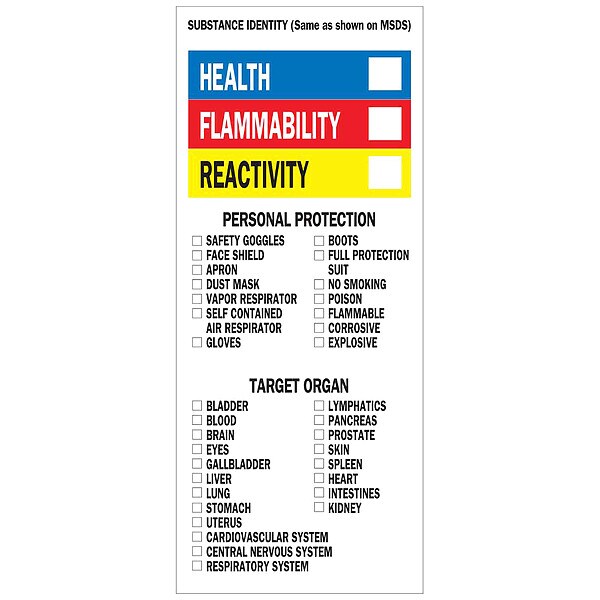 Brady Label, No Header, Paper, 3 in W, 8 in H - 58264