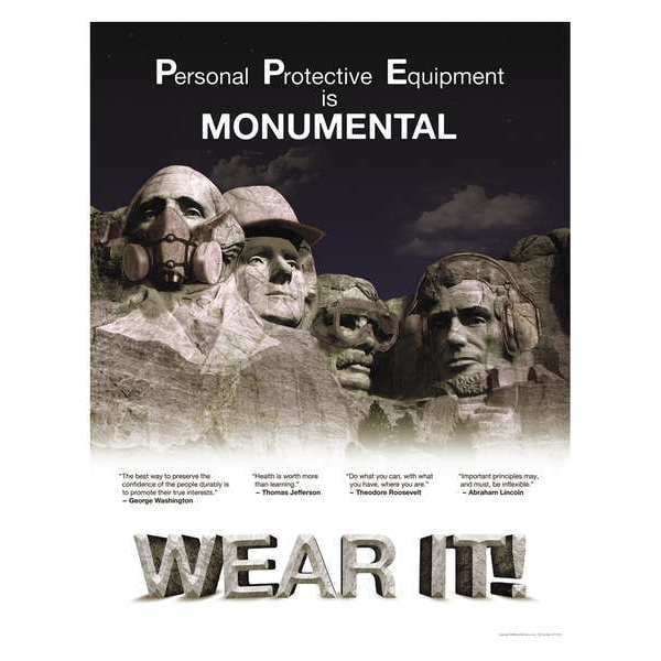 Mancomm Safety Poster, PPE is Monumental, Paper, 16 in W, 12 in H - 31P-015-E2