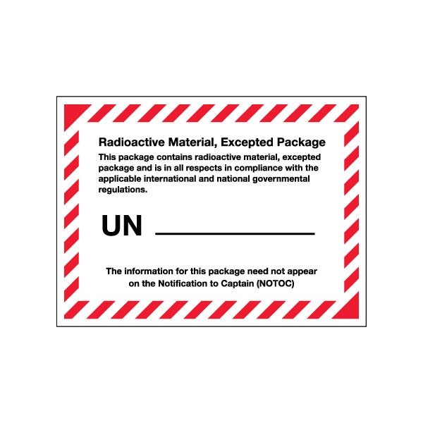 Bsc Preferred 4-3/8 x 3 1/4'' - ''Radioactive Material, Excepted Package'' Labels - DL1398