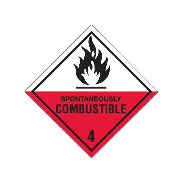 Bsc Preferred 4 x 4'' - ''Spontaneously Combustible - 4'' Labels - BUY00025396